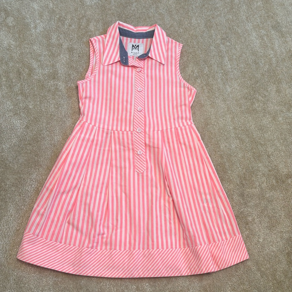 Milly Girls Pink Striped Dress- size 6